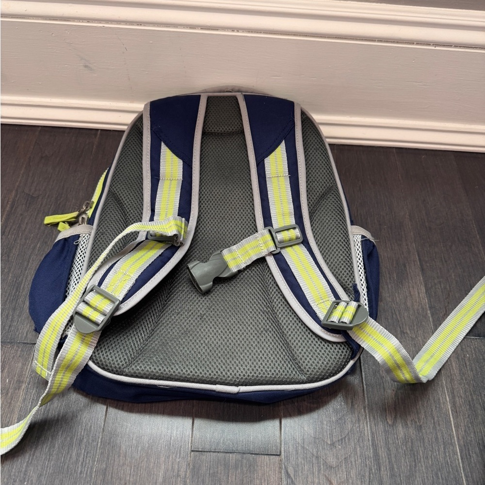 Pottery Barn Kids Size Small Blue & Gray Backpack Neon Yellow Trim Boys Girls - Picture 5 of 10